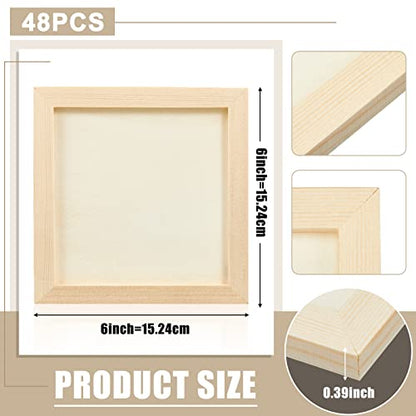 48 Pcs 6 x 6 Inch Pine Wood Panel Boards Unfinished Square Wood Panels Painting Panel Boards for Crafts Paint DIY Drawing Pouring Art Projects