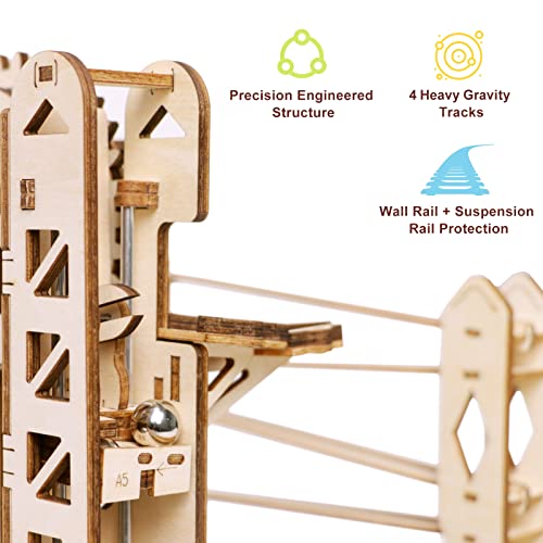ROKR Marble Run 3D Wooden Puzzles Model Building Kits for Adults - Educational Project Brain Teaser, DIY Crafts for Adults & Kids (Ladder) ROKR
