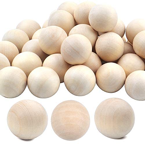 Natural Wooden Balls, 50 Pieces Unfinished Round Wood Mini Wood Craft Balls for DIY Jewelry Making Art Design - 25mm Diameter - WoodArtSupply