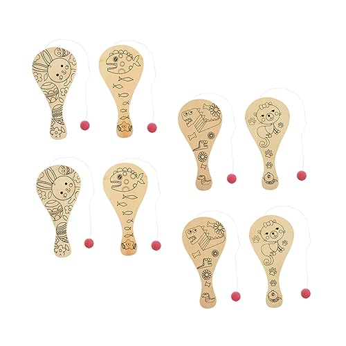 Abaodam 8pcs Graffiti Blank Racket Unfinished Paddle Toy Paddle Party Favor Blank Painting Paddle Toy Paddle with Greek Zapper Indoor Racket Kids Abaodam