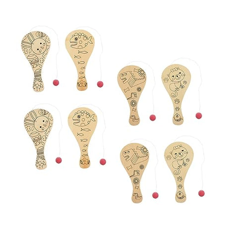 Abaodam 8pcs Graffiti Blank Racket Unfinished Paddle Toy Paddle Party Favor Blank Painting Paddle Toy Paddle with Greek Zapper Indoor Racket Kids Abaodam