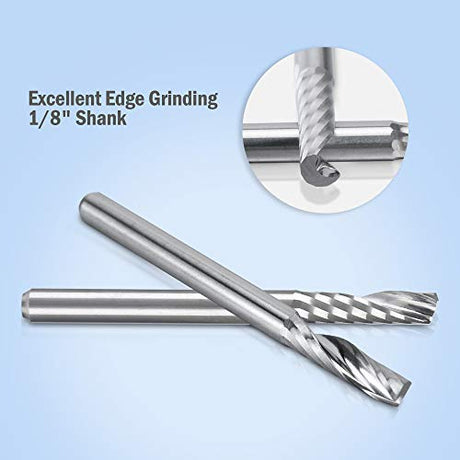 HQMaster CNC Router Bits, 10 Pack Router Bit Single End Mill Set Milling Cutter Tungsten Steel Engraving Carving Tool Kit HQMaster