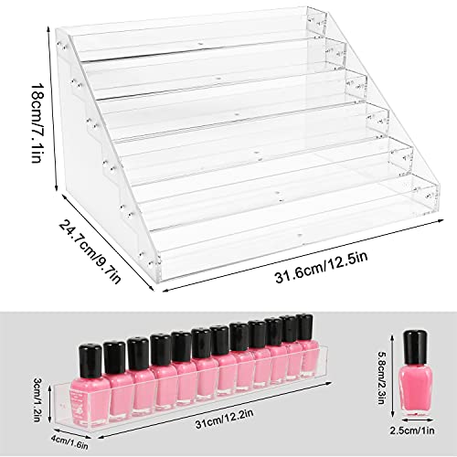 Umirokin Nail Polish Organizer, 6 Tiers Acrylic Paint Rack, Clear Display Holder Storage for Ink Gel Nail Polish Sunglasses Essential Oil Holds up to Umirokin