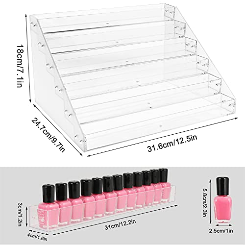 Umirokin Nail Polish Organizer, 6 Tiers Acrylic Paint Rack, Clear Display Holder Storage for Ink Gel Nail Polish Sunglasses Essential Oil Holds up to