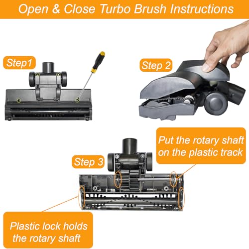 for Shop Vac Turbo Brush Head 1.25" Plus 2 1/2 Inch Vacuum Hose Adapter Compatible with Shop Vac - Vacuum Attachment for Pet Hair Removal (for VACEXT