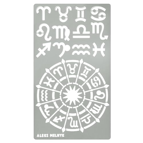 Aleks Melnyk #29a Metal Journal Stencil, Zodiac Circle Symbol, Stainless Steel Stencil 1 PCS, Template for Wood Burning, Pyrography, Engraving, - WoodArtSupply