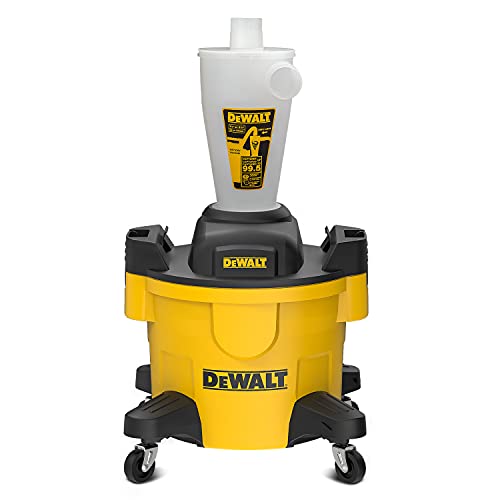 DEWALT Dust Separator with 6 Gallon Poly Tank, 99.5% Efficiency Cyclone Dust Collector, High-Performance Cycle Powder Collector Filter, DXVCS002 ,