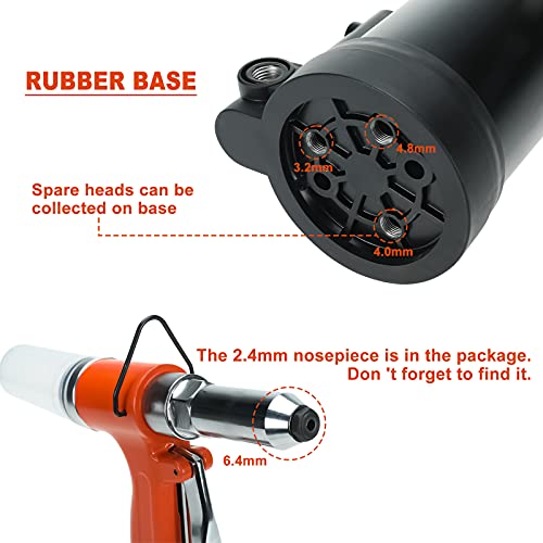 BTSHUB 1/4" Hydraulic Air Rivet Gun, Pneumatic Hydraulic Rivet Tool, Suitable for Dia 4mm - 6.4mm (0.16-0.25 in) Rivet - WoodArtSupply