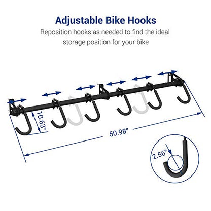 FLEXIMOUNTS 6-Bike Storage Rack for Garage, Heavy-Duty Wall Mount Hanger for Home & Garage, Holds Up to 300lbs - WoodArtSupply