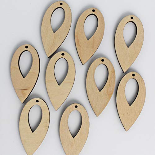 ALL SIZES BULK (12pc to 100pc) Unfinished Wood Wooden Laser Reverse Slim Teardrop Dangle Earring Jewelry Blanks Charms Shape Crafts Made in Texas Texan Wood Crafts