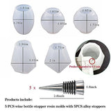 JOFAVIU 10 Pcs Resin Wine Bottle Stoppers Molds Set, Wine Stopper Silicone Molds for Epoxy Resin, Stopper Epoxy Resin Silicone Molds Set Kits (5 Jiofaviu