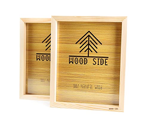 Wooden Picture Frames 8.5x11 - Set of 2-100% Eco Unfinished Wood - Thick Borders - Natural Wood Color for Wall mounting and Tabletop Display WOOD SIDE ORBIS