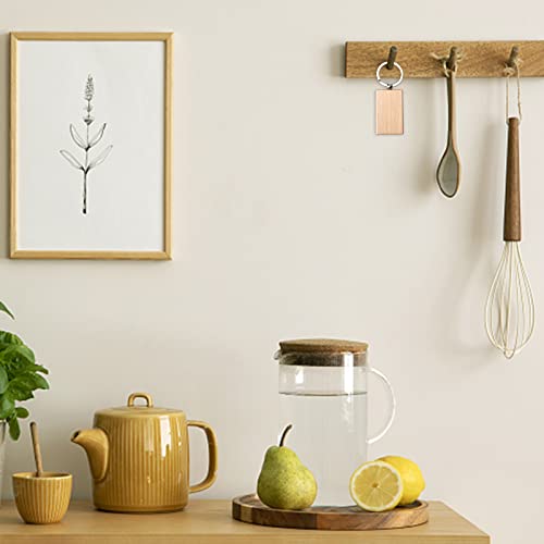 20 Pieces Blank Wooden Key Chain, Rectangle Wood Blanks for Key Chains, Wood Engraving Blanks for DIY Gift Crafts fuceury