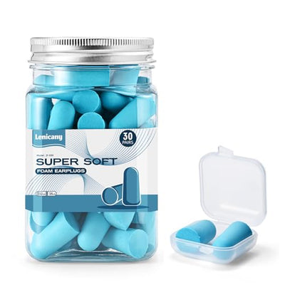 Lenicany 30Pair Soft Foam Ear Plugs, 35dB Disposable Sound Blocking Noise Cancelling Ear Plugs for Concerts Loud Music/Shooting Guns/Work