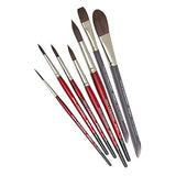 KINGART 1060A Premium 7 Pc. Equinox Series Watercolor Artist Brush Set, Soft Synthetic Black Kazan Squirrel, Curated Shapes and Sizes, Short Handle, KINGART