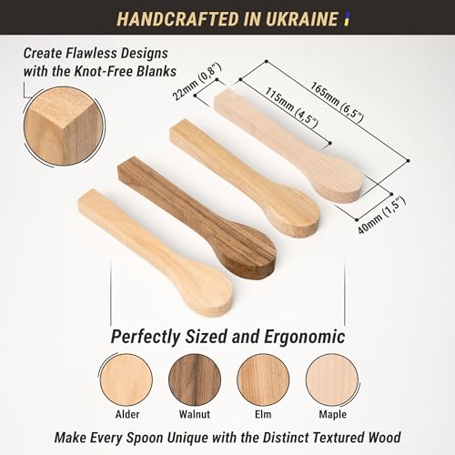 BeaverCraft BB3 Spoon Carving Kit Wood Carving Spoon Blank Wood for Whittling Unfinished Wood Blocks Carving Blanks Hobby Wood Carving Blocks Wooden