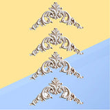 LIOOBO Home Decoration 4pcs Wood Carved Onlay Applique Unpainted Rose Flower Applique for DIY Craft Door Home Furniture Decoration 15cm Corner LIOOBO