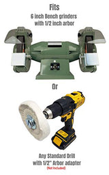 LINE10 Tools Buffing Wheel for Bench Grinder, Set of 2, 6 Inch, Yellow Firm and White Soft, Extra Thick LINE10 Tools