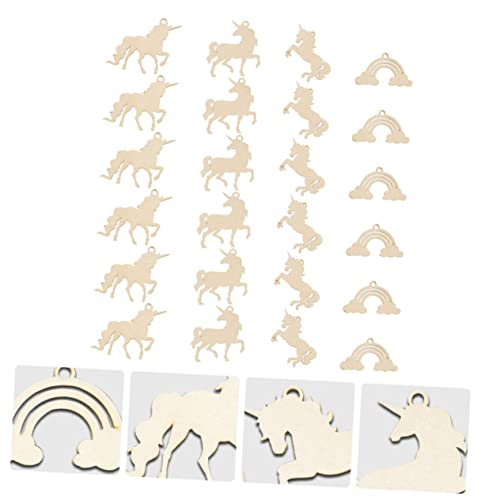 Parliky 1 Set Unicorn Chips Unfinished Wood Slices Rustic Wooden Embellishments Wooden Rainbow to Wood Shapes Craft Wood Trim Unicorn Wood Cutout for Parliky