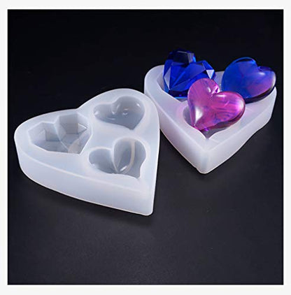 6 Style Deep Heart Shape Epoxy Mold Over 1" Size Silicone Mold UV Resin Love Heart Shape Beads for DIY Handmade Keychain Pendant -A - WoodArtSupply