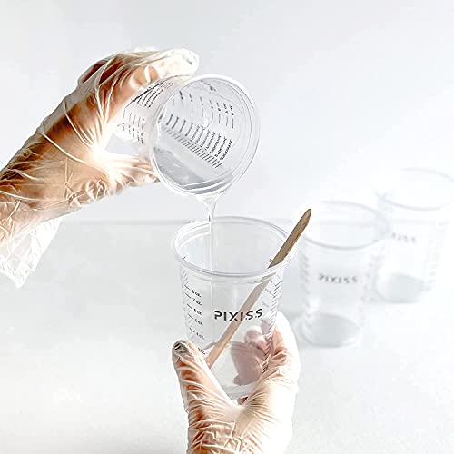 Disposable Measuring Cups For Resin - 20x Pixiss 10 Ounce Graduated Mixing Cups for Epoxy Resin - Cups with Measuring Lines, Large Silicone Sheet for - WoodArtSupply