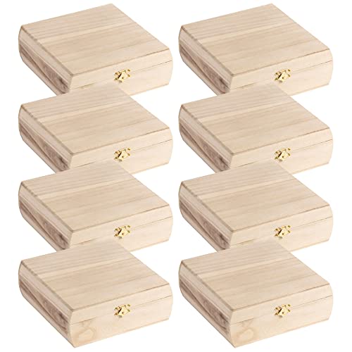 7.25" Unfinished Curved Sides Wooden Box by Make Market - Ready-to-Decorate Wood Box for Trinkets, Coins, Jewlery, Valuables - Bulk 8 Pack Make Market