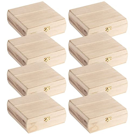 7.25" Unfinished Curved Sides Wooden Box by Make Market - Ready-to-Decorate Wood Box for Trinkets, Coins, Jewlery, Valuables - Bulk 8 Pack Make Market