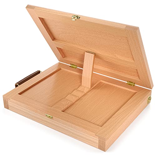 Arteza Tabletop Easel, 13.4 x 10.3 x 2 Inches, Portable Beechwood Easel Box with Single, Open-Compartment Drawer and Wooden Palette, Art Supplies ARTEZA