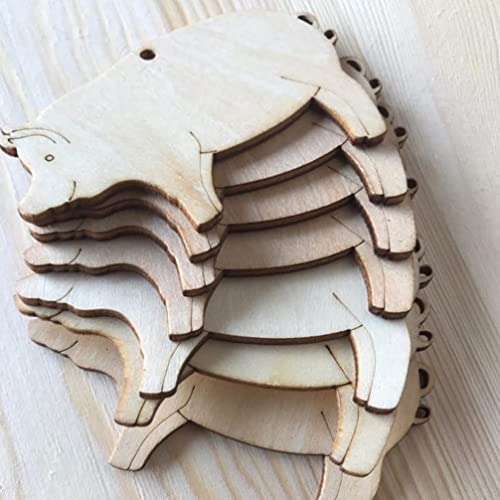 10pcs Unfinished Wood Embellishments Pig Shape Wood Cutout Wood Pieces Wooden Ornaments Wooden Chips for Arts Crafts DIY Wedding Decoration - WoodArtSupply