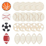 NBEADS 40 Pcs Sport Ball Theme Unfinished Wood Cutout, Unfinished Wood Pieces Wood Craft Blanks Laser Cut Wood Charms for DIY Crafts Decoration NBEADS