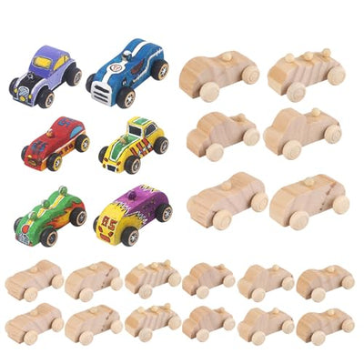 JMIATRY 24 Packs Wooden Cars to Paint Unfinished Wooden Cars for Craft Cars DIY Wood Toy Car for Handcraft Projects Family Time
