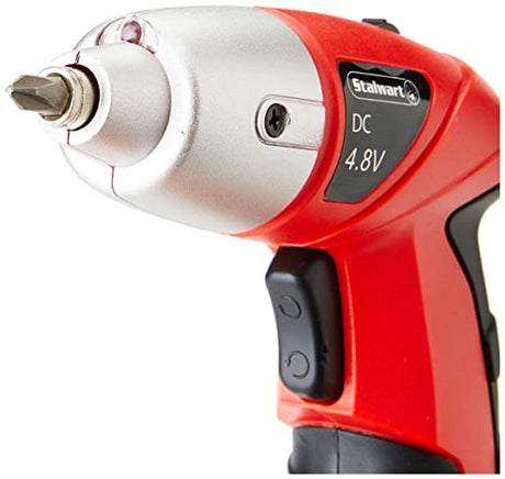 25-Piece Electric Screwdriver Set - Cordless Drill with LED Work Light, Automatic Spindle Lock, and Screw Driver Bits by Stalwart (Red) Stalwart