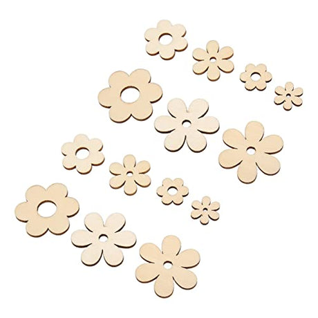 Unfinished Wood, 300 Pieces Unfinished Wood Crafts, Plum Unfinished Wooden Cutouts, Wooden Paint Crafts, Handcraft Grinding Flowers Chip for DIY HERCHR