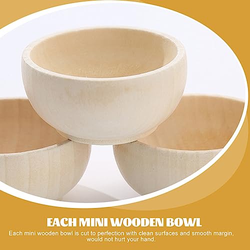 COHEALI 4pcs Wooden Bowl,Pinch Bowls,Mini Unfinished Bowls,Wooden Craft Bowls, Acacia Wood Small Bowls for Dipping Sauce,Nuts,Snacks