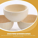 COHEALI 4pcs Wooden Bowl,Pinch Bowls,Mini Unfinished Bowls,Wooden Craft Bowls, Acacia Wood Small Bowls for Dipping Sauce,Nuts,Snacks COHEALI