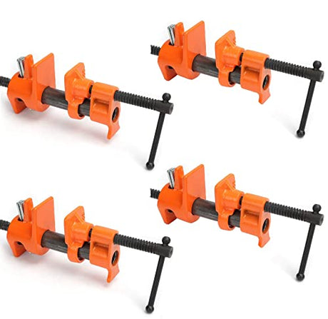 Y&Y Decor 4 PACK 1/2" Wood Gluing Pipe Clamp Set Heavy Duty PRO Woodworking Cast Iron Y&Y Decor