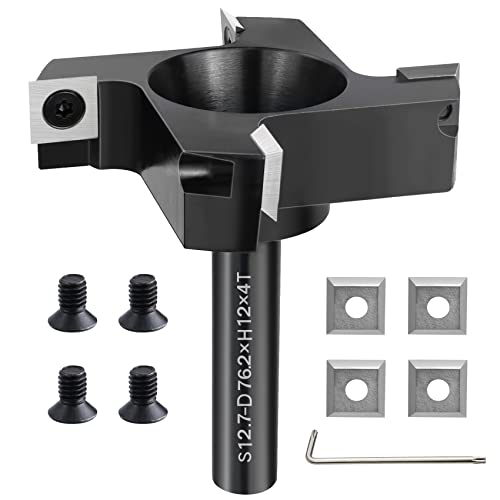 Chaoos CNC Spoilboard Surfacing Router Bit, 1/2" Shank 3" Cutting Diameter 4 Wing, Slab Flattening Router Bit Planing Bit Wood Planer Bit Woodworking Chaoos