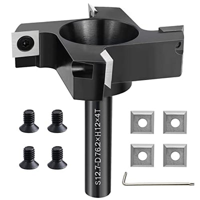 Chaoos CNC Spoilboard Surfacing Router Bit, 1/2" Shank 3" Cutting Diameter 4 Wing, Slab Flattening Router Bit Planing Bit Wood Planer Bit Woodworking