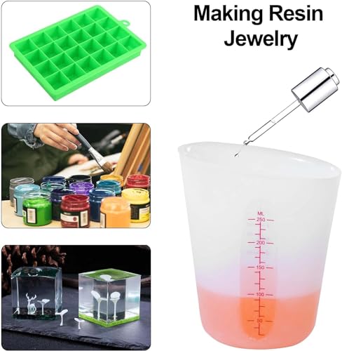 Silicone Measuring Cups, 500ml & 250ml Large Flexible Mixing Cups, 3 Cups Pour Baking Cups for Epoxy Resin, DIY, Jewelry Making, Cooking XIMUHO