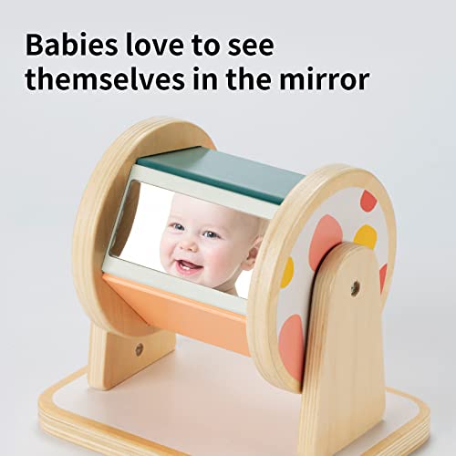 Twefex Montessori Spinning Drum, Montessori Toys for Babies 6-12 Months, Montisory Baby Toys for 1 Year Old Infant, Wooden Toys for Baby Twefex