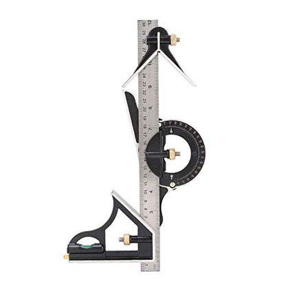 Stainless Steel T Square Ruler, Combination Square Set with Protractor, Stainless Steel Angle Ruler 0-180° Combination Tri Square 0.01 Protractor - WoodArtSupply