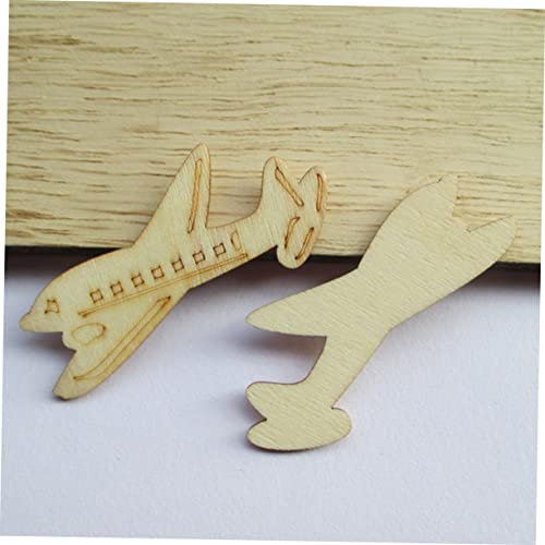 Gogogmee 60 Pcs Wooden Slices Crafts Wood Cutout Shapes Wooden Hanging Decoration Model Plane Crafts for Kids Ornament for Kids Developmental Toys Gogogmee
