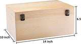GADGETWIZ 14" x 10" x 6.5"- Large Wooden Box with Hinged Lid - Unfinished Wood Box - Pine Wood Boxes for Crafts - Wooden Storage Box - DIY Memory Box GADGETWIZ