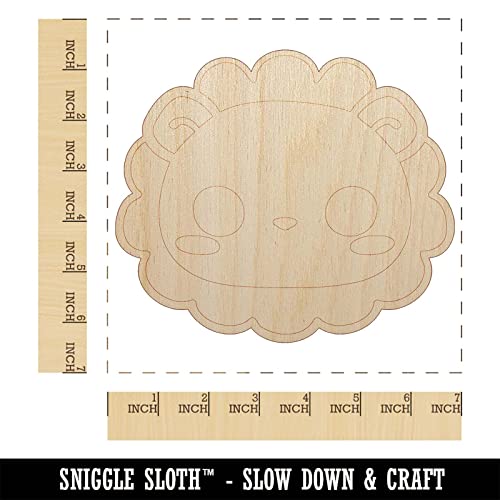 Charming Kawaii Chibi Lion Face Blushing Cheeks Unfinished Wood Shape Piece Cutout for DIY Craft Projects - 1/4 Inch Thick - 6.25 Inch Size Sniggle Sloth