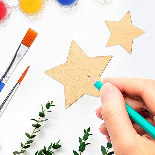 SUPVOX 100pcs Shape Wooden Blank Wooden Plaque Wooden Star Embellishments Nativity Ornaments Wooden Embellishments Unfinished Star Cutouts Mothers SUPVOX
