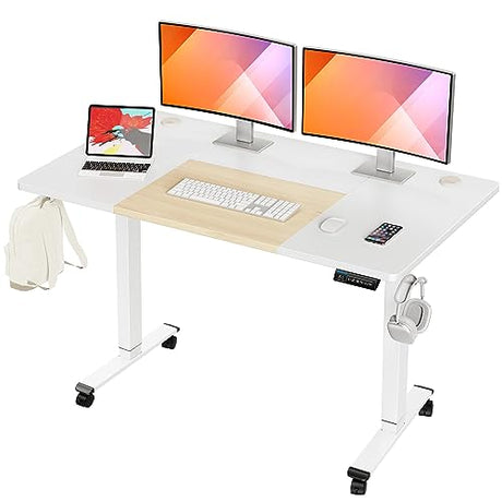 MOUNTUP 55x28 Inches Electric Height Adjustable Standing Desk, Sit Stand Desk with Memory Controller, Ergonomic Stand Up Desk for Home Office MOUNTUP