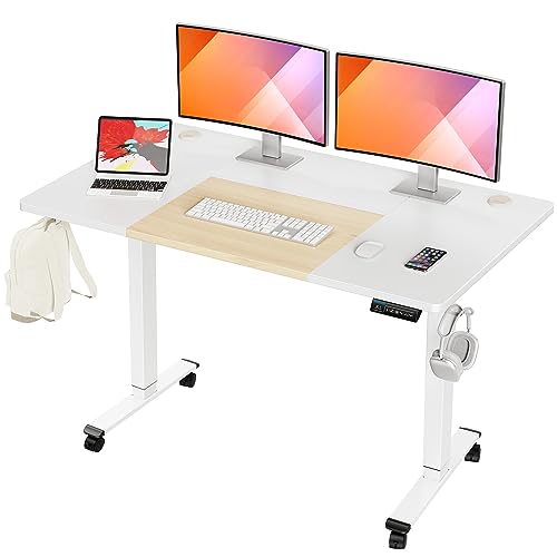 MOUNTUP 55x28 Inches Electric Height Adjustable Standing Desk, Sit Stand Desk with Memory Controller, Ergonomic Stand Up Desk for Home Office - WoodArtSupply