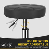 WKWKER Round Rolling Stool with Footrest PU Leather Height Adjustable 360° Swivel Stool with Wheels Office Stool Chair Home Drafting Work Studio Shop WKWKER