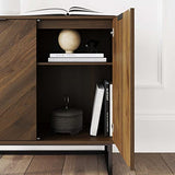 Nathan James Accent Modern Free Standing Buffet Sideboard Hallway, Entryway, Dining Living Room, 1 Storage Cabinet, Enloe - Walnut/Black Nathan James