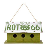 Glitzhome 14" L Oversized Hanging Birdhouse Green Distressed Wooden Licence Plate Bird House for Outdoor glitzhome